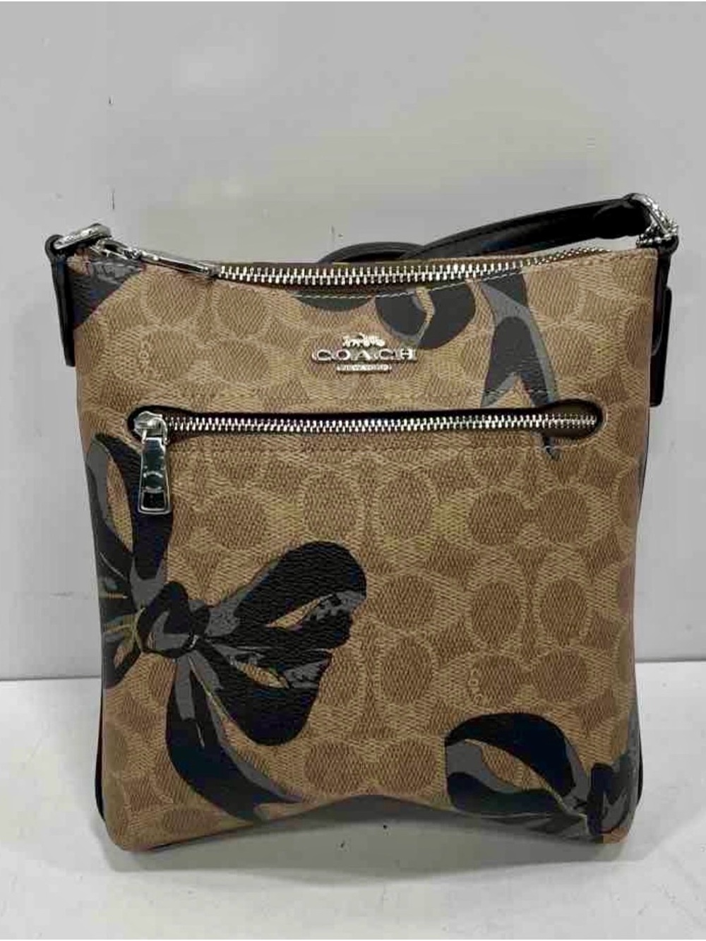 Coach Rowan File Bag Signature Crossbody with Black Bows